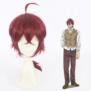 35cm Short Dark Red Violet Evergarden Hawkins Wig Synthetic Anime Hair Cosplay Wigs CS-367E