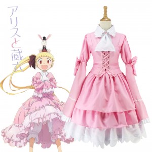 2017 New Alice Anime Cosplay Costumes Kashimura Sana Costume Pink Lolita Maid Dress COS-190