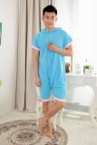 Adult Cartoon Cotton Unisex Blue Elephant Summer Onesie Anime Kigurumi Costumes Pajamas Sets ST007