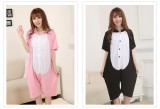 Adult Cartoon Cotton Unisex Pink&Black Pig Summer Onesie Anime Kigurumi Costumes Pajamas Sets ST005