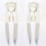 120cm Long Straight Silver White&Blue Hatsune Miku Snow Miku Wig Synthetic Anime Cosplay Wigs 2Ponytails CS-377A