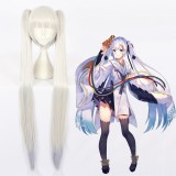 120cm Long Straight Silver White&Blue Hatsune Miku Snow Miku Wig Synthetic Anime Cosplay Wigs 2Ponytails CS-377A