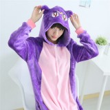 Adult Cartoon Flannel Unisex Purple Cat Onesie Animal Onesies Anime Kigurumi Costume Pajamas Sets KT102