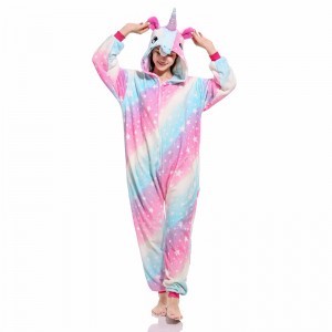 Adult Cartoon Flannel Unisex Sky Unicorn Onesie Animal Onesies Anime Kigurumi Costume Pajamas Sets KT100