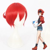 30cm Short Red Wig Cells at Work Cosplay Wig Erythrocite Red Blood Synthetic Anime Wig CS-380A