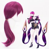 60cm Long Curly Dark Rose Mixed  League of Legends LOL KDA Evelynn Synthetic Anime Cosplay Wig CS-119J