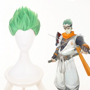 30cm Short Green Overwatch Cosplay Shimada Genji Wig Stnthetic Anime Hair Wigs CS-396A