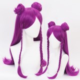 70cm Long Purple League of Legends LOL KDA Kaisa Wig Synthetic Anime Cosplay Wigs 2Ponytails CS-119K