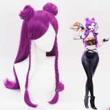 70cm Long Purple League of Legends LOL KDA Kaisa Wig Synthetic Anime Cosplay Wigs 2Ponytails CS-119K