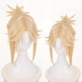 35cm Short Light Blonde Fate/Apocrypha Mordred Wig Synthetic Anime Cosplay Wigs One Ponytail CS-395A