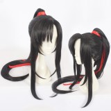 80cm Long Straight Black Grandmaster of Demonic Cultivation Wei Wuxian Synthetic Anime Cosplay Wig One Ponytail CS-386A