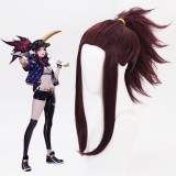 45cm Medium Long Dark Purple Mixed LOL KDA Akali Wig Synthetic Anime Cosplay Wigs CS-119I