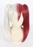 65cm Long Silver&Red My Hero Academia Cosplay Todoroki Shoto Wig Synthetic Anime Wigs With 2Ponytails CS-384G