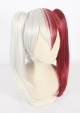 65cm Long Silver&Red My Hero Academia Cosplay Todoroki Shoto Wig Synthetic Anime Wigs With 2Ponytails CS-384G