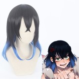 35cm Short Black&Blue Mixed Demon Slayer Hashibira Inosuke Wig Synthetic Anime Cosplay Wigs CS-471D