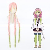 110cm Long Straight Pink&Green Demon Slayer Kanroji Mitsuri Wig Synthetic Anime Braids Cosplay Wigs CS-471G
