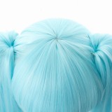 120cm Long Curly Ice Blue&White Mixed 2019 New Snow Miku Wig Vocaloid Anime Cosplay Wigs With 2Ponytails CS-075N