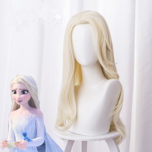 65cm Long Curly Beige Frozen II Wig Elsa Princess Anime Hair Synthetic Cosplay Wigs CS-135C