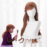 70cm Long Curly Brown Frozen II Wigs Anna Synthetic Anime Hair Cosplay Wig With Braid CS-135D