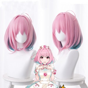 38cm Short Pink&Lake Green Mixed Aidoru Masuta Shindereragaruzu Riamu Yumemi Wig Synthetic Anime Cosplay Wig CS-430A
