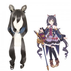 90cm Long Curly Dark Gray Princess Connect Re:Dive Kyaru Wig Synthetic Anime Cosplay Wigs CS-450A