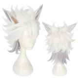 35cm Short White&Gray Mixed Disney Twisted Wonderland Jack Howl Wig Synthetic Anime Cosplay Wigs CS-446A