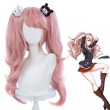 60cm Long Curly Pink Dangan Ronpa Enoshima Junko Wig Synthetic Anime Cosplay Wigs With 2Ponytails CS-078C