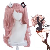 60cm Long Curly Pink Dangan Ronpa Enoshima Junko Wig Synthetic Anime Cosplay Wigs With 2Ponytails CS-078C