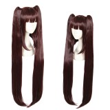 100cm Long Curly Reddish Brown Nekopara Chocolate Wig Synthetic Anime Cosplay Wigs With 2Ponytails CS-453A