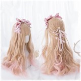60cm Long Curly Light Pink Mixed Hair Wigs For Girl Synthetic Anime Cosplay Wig Lolita Wig CS-823A