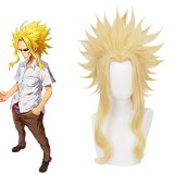 40cm Medium Long Golden My Hero Academia All Might Wig Synthetic Anime Cosplay Wigs CS-384I