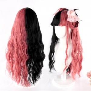 70cm Long Body Wave Pink Black Mixed Anime Wig Synthetic Cosplay Hair Wig Lolita Wigs For Girls CS-827A