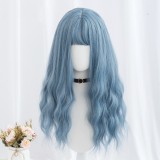 60cm Long Body Wave Gray Blue Mixed Anime Wig Synthetic Cosplay Hair Wig Lolita Wig For Girls CS-835C