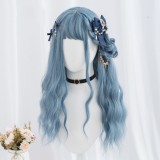 60cm Long Body Wave Gray Blue Mixed Anime Wig Synthetic Cosplay Hair Wig Lolita Wig For Girls CS-835C