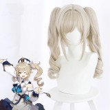 50cm Long Curly Light Blonde Genshin Impact Barbara Wig Synthetic Anime Cosplay Wigs With 2Ponytails CS-455L