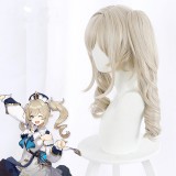 50cm Long Curly Light Blonde Genshin Impact Barbara Wig Synthetic Anime Cosplay Wigs With 2Ponytails CS-455L