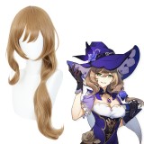 65cm Long Curly Light Brown Genshin Impact Lisa Wig Synthetic Anime Cosplay Hair Wigs CS-455K