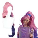 80cm Long Curly Pink&Purple League of Legends LOL KDA Seraphine Wig Synthetic Anime Cosplay Wig With One Ponytail CS-394H