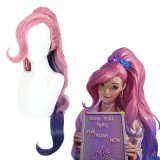 80cm Long Curly Pink&Purple League of Legends LOL KDA Seraphine Wig Synthetic Anime Cosplay Wig With One Ponytail CS-394H