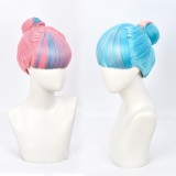 30cm Short Pink Blue League of Legends LOL True Damage Qiyana Wig Synthetic Anime Cosplay Wigs CS-394I