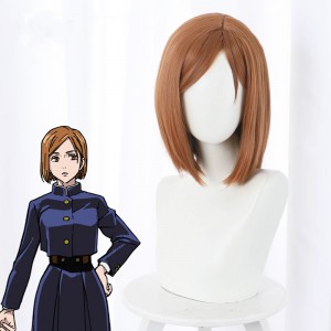 40cm Short Brown Jujutsu Kaisen Anime Wig Kugisaki Nobara Hair Synthetic Anime Cosplay Wigs CS-458B