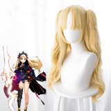60cm Long Wave Blonde Fate Grand Order Anime Wig Ereshkigal Wig Synthetic Cosplay Wigs With 2Ponytails CS-216F