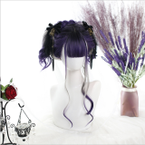55cm Long Curly Purple&Gray Mixed Hair Wig Synthetic Anime Cosplay Wig Halloween Lolita Wigs CS-823B