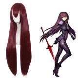 100cm Long Straight Dark Wine Red Fate/Grand Order Scathach Wig Synthetic Anime Cosplay Wigs CS-462A