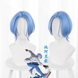 30cm Short Blue SK8 the Infinity Anime Langa Hasegawa Wig Synthetic Cosplay Hair Wigs CS-463C