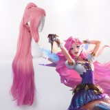 100cm Long Pink&Purple Mixed League of Legends LOL Seraphine Wig Synthetic Anime Cosplay Wigs With One Ponytail CS-119U