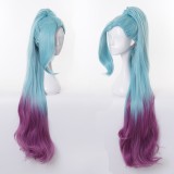 100cm Long Blue&Purple Mixed League of Legends LOL Seraphine Wig Synthetic Anime Cosplay Wigs With One Ponytail CS-119V