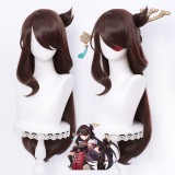 80cm Long Curly Brown Genshin Impact Anime Wig Beidou Synthetic Cosplay Hair Wigs CS-455Q