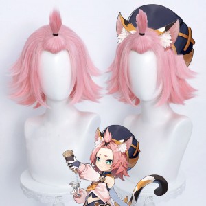 35cm Short Pink Hair Genshin Impact Diona Wig Synthetic Anime Cosplay Wigs CS-455T