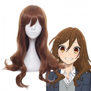 80cm Long Curly Light Brown Hair Horimiya Anime Hori Kyoko Wig Cosplay Synthetic Party Wigs CS-476B